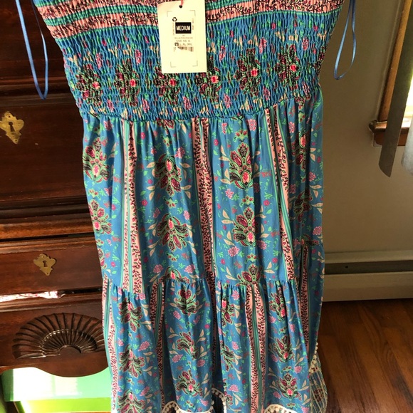 savida Dresses & Skirts - Blue Floral Smocked Midi Dress